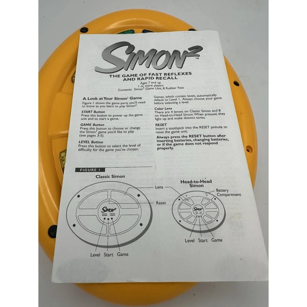 2000‎ Simon 2 Handheld Electronic Reflex Double Sided Game Used Tested, WORKS!